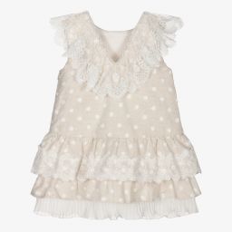 Tutto Piccolo-Бежевое льняное платье для девочек | Childrensalon Outlet