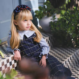 Tutto Piccolo-Голубая блузка и синий полукомбинезон для девочек | Childrensalon Outlet