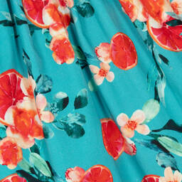 Tutto Piccolo-فستان قطن لون أخضر فيروزي بطبعة ورود | Childrensalon Outlet