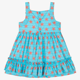 Tutto Piccolo-Голубое хлопковое платье с морскими звездами | Childrensalon Outlet