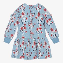 Tutto Piccolo-طقم فستان قطن جيرسي لون أزرق بطبعة ورود | Childrensalon Outlet