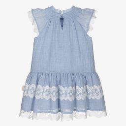 Tutto Piccolo-Голубое платье с кремовым кружевом для девочек | Childrensalon Outlet
