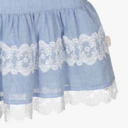 Tutto Piccolo-Голубое платье с кремовым кружевом для девочек | Childrensalon Outlet