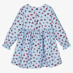 Tutto Piccolo-طقم فستان مزيج قطن وفيسكوز تويل لون أزرق | Childrensalon Outlet