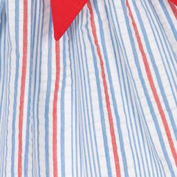 Tutto Piccolo-Красно-голубое платье из хлопка в тонкую полоску | Childrensalon Outlet