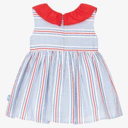 Tutto Piccolo-Красно-голубое платье из хлопка в тонкую полоску | Childrensalon Outlet