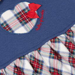 Tutto Piccolo-طقم فستان أطفال بناتي قطن لون أزرق وأحمر | Childrensalon Outlet