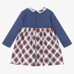 Tutto Piccolo-طقم فستان أطفال بناتي قطن لون أزرق وأحمر | Childrensalon Outlet