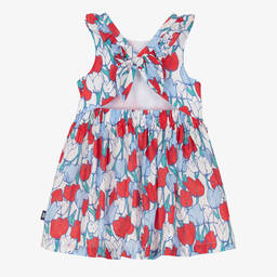 Tutto Piccolo-فستان قطن لون أزرق وأحمر وأبيض | Childrensalon Outlet
