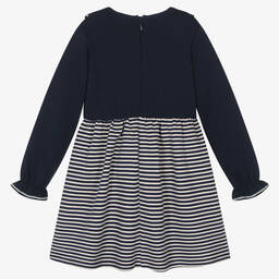 Tutto Piccolo-طقم فستان وكولون قطن مقلم لون كحلي وعاجي | Childrensalon Outlet