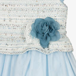 Tutto Piccolo-Голубое платье из твида и тюля | Childrensalon Outlet