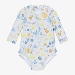 Tutto Piccolo-Girls Blue Under-The-Sea Print Swimsuit | Childrensalon Outlet