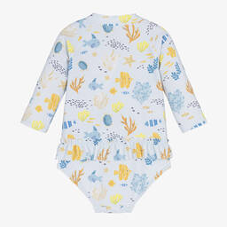 Tutto Piccolo-Girls Blue Under-The-Sea Print Swimsuit | Childrensalon Outlet