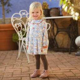 Tutto Piccolo-Girls Blue Viscose Dress Set | Childrensalon Outlet