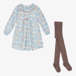 Tutto Piccolo-Girls Blue Viscose Dress Set | Childrensalon Outlet