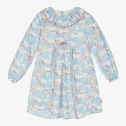 Tutto Piccolo-Girls Blue Viscose Dress Set | Childrensalon Outlet