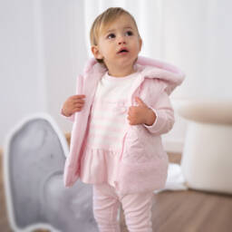 Tutto Piccolo-Girls Blush Quilted Hooded Vest | Childrensalon Outlet