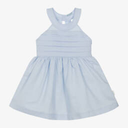 Tutto Piccolo-Girls Elegant Blue Linen Dress | Childrensalon Outlet
