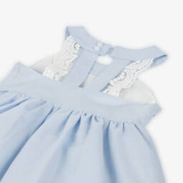 Tutto Piccolo-Girls Elegant Blue Linen Dress | Childrensalon Outlet