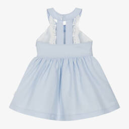 Tutto Piccolo-Girls Elegant Blue Linen Dress | Childrensalon Outlet