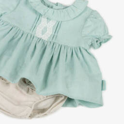 Tutto Piccolo-Girls Elegant Green & Beige Bloomer Set | Childrensalon Outlet
