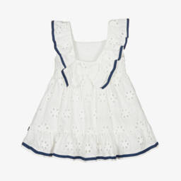 Tutto Piccolo-فستان أبيض أنيق للبنات بتطريز مثقوب | Childrensalon Outlet