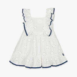 Tutto Piccolo-فستان أبيض أنيق للبنات بتطريز مثقوب | Childrensalon Outlet