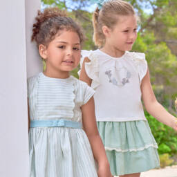 Tutto Piccolo-Изумрудный хлопковый ансамбль для девочек | Childrensalon Outlet