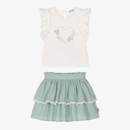 Tutto Piccolo-Изумрудный хлопковый ансамбль для девочек | Childrensalon Outlet