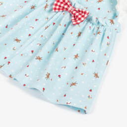 Tutto Piccolo-Girls Festive Blue Cotton Dress Set | Childrensalon Outlet