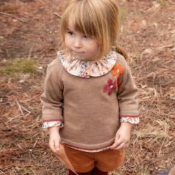 Tutto Piccolo-Girls Floral Beige Cotton Outfit Set | Childrensalon Outlet