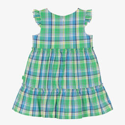 Tutto Piccolo-Зелено-голубое платье из хлопка в клетку | Childrensalon Outlet