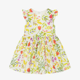 Tutto Piccolo-Girls Green Floral Cotton Delight Dress | Childrensalon Outlet