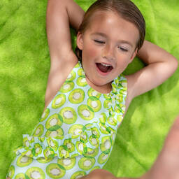 Tutto Piccolo-Girls Green Kiwi Swimsuit | Childrensalon Outlet
