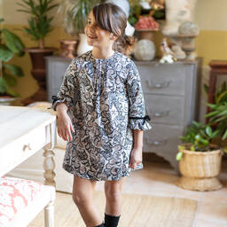 Tutto Piccolo-Серое платье с бабочками и носки для девочек | Childrensalon Outlet