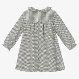 Tutto Piccolo-طقم فستان وكولون قطن كاروهات لون رمادي للبنات | Childrensalon Outlet