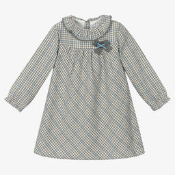 Tutto Piccolo-طقم فستان وكولون قطن كاروهات لون رمادي للبنات | Childrensalon Outlet