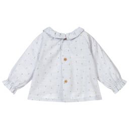 Tutto Piccolo-Girls Grey Cotton Blouse | Childrensalon Outlet