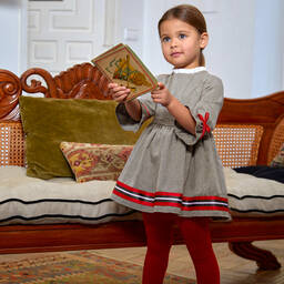 Tutto Piccolo-Girls Grey Lurex Dress & Tights Set | Childrensalon Outlet