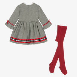 Tutto Piccolo-Girls Grey Lurex Dress & Tights Set | Childrensalon Outlet