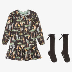 Tutto Piccolo-طقم فستان فيسكوز لون رمادي | Childrensalon Outlet