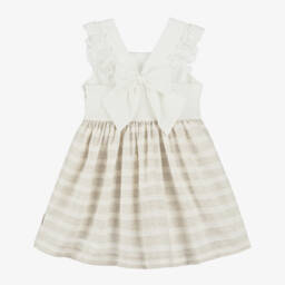 Tutto Piccolo-Girls Ivory & Beige Ruffle Dress | Childrensalon Outlet