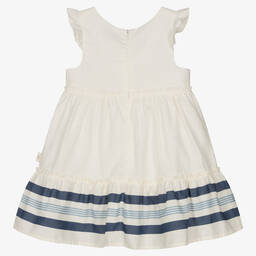 Tutto Piccolo-Кремовое платье в синюю полоску | Childrensalon Outlet