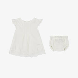 Tutto Piccolo-Кремовый льняной комплект с чепчиком для девочек | Childrensalon Outlet