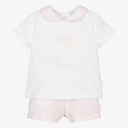 Tutto Piccolo-Кремовый топ и розовые шорты для девочек | Childrensalon Outlet