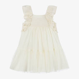 Tutto Piccolo-Girls Ivory Tulle & Cotton Dress | Childrensalon Outlet