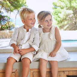 Tutto Piccolo-Girls Ivory Tulle & Cotton Dress | Childrensalon Outlet