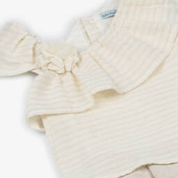Tutto Piccolo-Girls Linen & Cotton Ivory Ensemble | Childrensalon Outlet