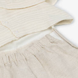 Tutto Piccolo-Girls Linen & Cotton Ivory Ensemble | Childrensalon Outlet