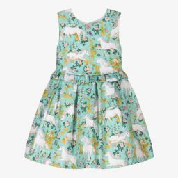 Tutto Piccolo-Girls Mint Green Cotton Dress | Childrensalon Outlet